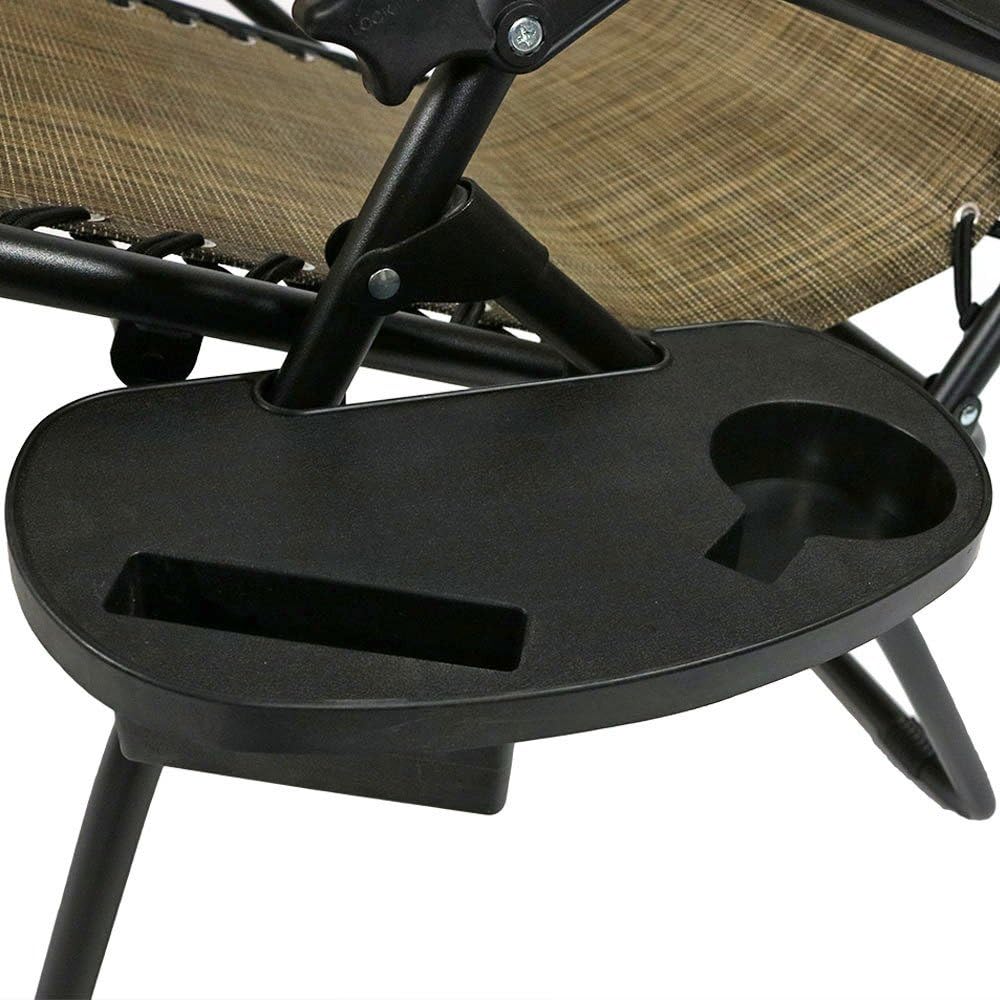 Sunnydaze Outdoor Zero Gravity Lounge Chair with Pillow and Cup Holder, Folding Patio Lawn Recliner, Set of 2, Brown: Kitchen & Dining