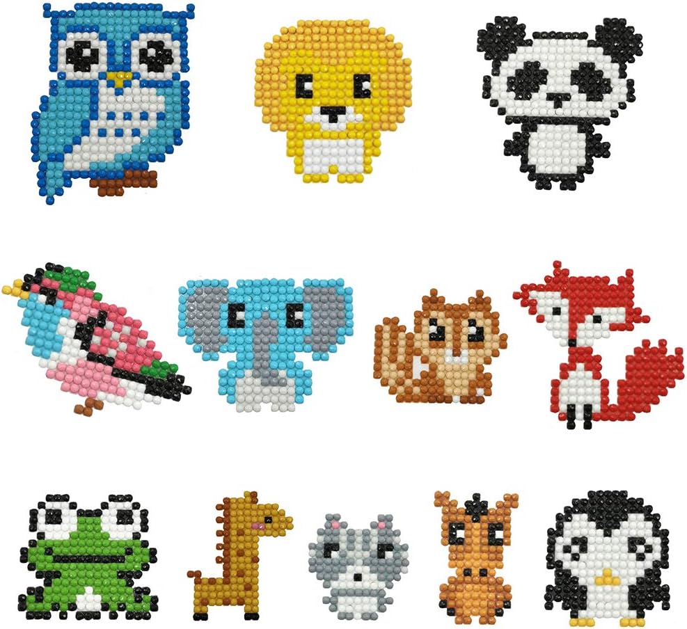 HOMERDAIRY Diamond Painting Kits for Kids and Beginners DIY Paint by Numbers Handmade Mosaic Phone Sticker Arts and Crafts (Animal Serial)