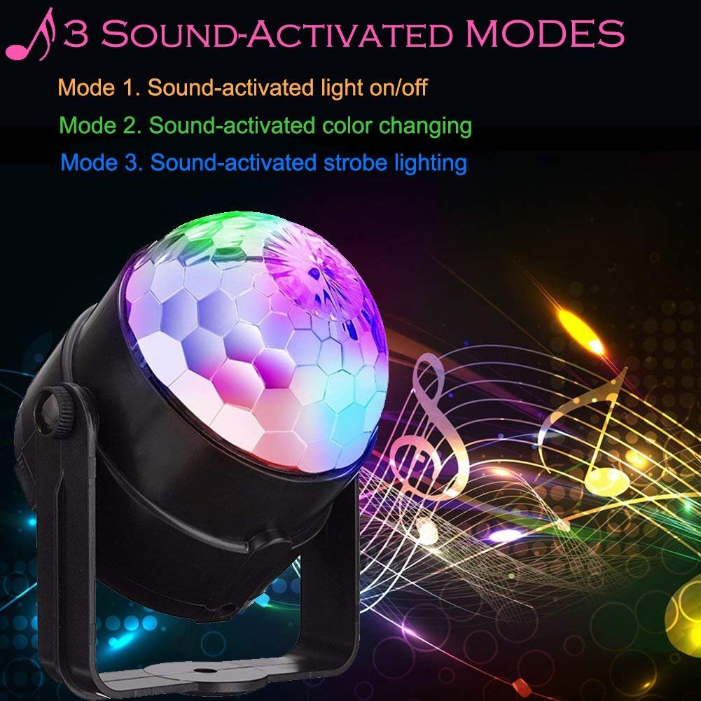 ZCPlus Crystal Ball Party Lights Disco Light Sound Activated LED Night Light RGB Strobe Lights for Kid KTV Wedding Club Pub Disco DJ Lighting ...