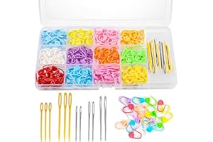240 Pcs Stitch Markers, Stitch Markers for Crochet with 12 Pcs Big Eyes Blunt Sewing Needles for Knitting Sewing Stitching We