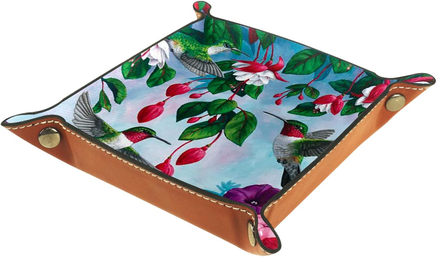 Caja de almacenamiento pequeña, bandeja de valet para hombre,Flores de