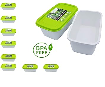 greenline Gefrierdosen aus Bio-Kunststoff 1L Inhalt Set von 8 Tiefkühldosen mit Deckel in Eco-Qualität BPA frei