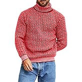 ShawGobow Turtleneck Sweater Men,Geometric Vintage Christmas Sweaters,Casual Work Going Out Outfits