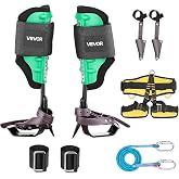VEVOR Tree Climbing Spikes Set, 1 Pair Height-Adjustable Climbing Spurs with Security Harness and Utility Rope, 350lbs Load Capacity Tree Climbing Gear, Arborist Equipment for Climbers, Fruit Picking
