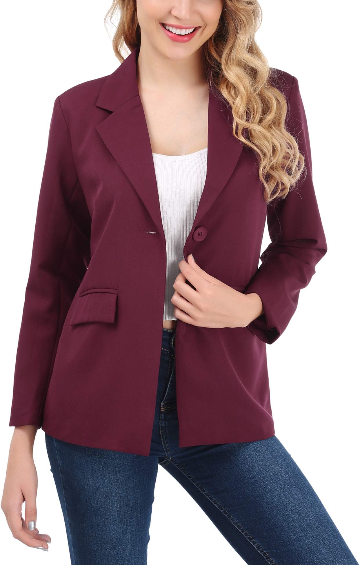 FISOUL Womens Blazer Open Front Casual Work Office Blazer Jacket Suits with Pockets