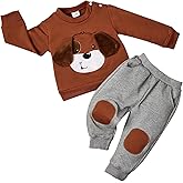 DOMOABEI Toddler Baby Boy Outfit Fall Winter Boy Clothes Long Sleeve Cute Cartoon Sweatshirts Pants Outfits 9 Months-4T