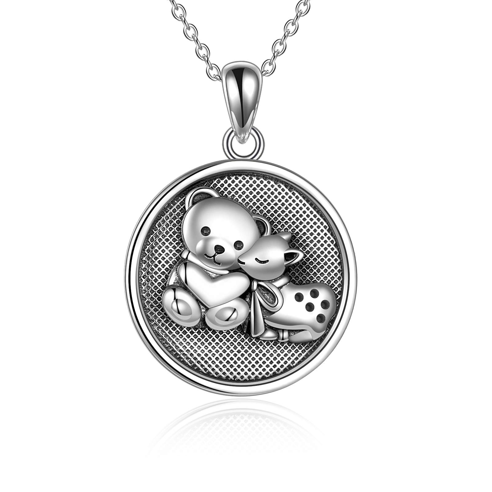 ONEFINITY Bear and Deer Friendship Necklace for Women Girls Sterling Silver I'll Always be There for You Pendant Animal Friendship Jewellery Gifts