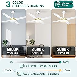 YITAHOME 52 Inch White Gold Ceiling Fans with Light