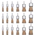 Mixiflor 18 Pack Wire End Brush Set, Brass Wire Brush for Drill , Wire Wheel for Drill 1/4 Inch Shank, Wire Wheel Brush for Drill, Wire Drill Brush Attachment