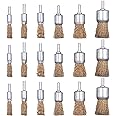 Mixiflor 18 Pack Wire End Brush Set, Wire Brush for Drill ,6 Sizes 0.012" Brass Coated Crimped Wire Wheel for Drill 1/4 Inch 