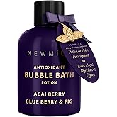 Antioxidant Bubble Bath Long Lasting Foam with Acai Berry Blueberry Fig Essential Oils Detox Hydrating Relaxing Stress Relief Self Care Spa Gift