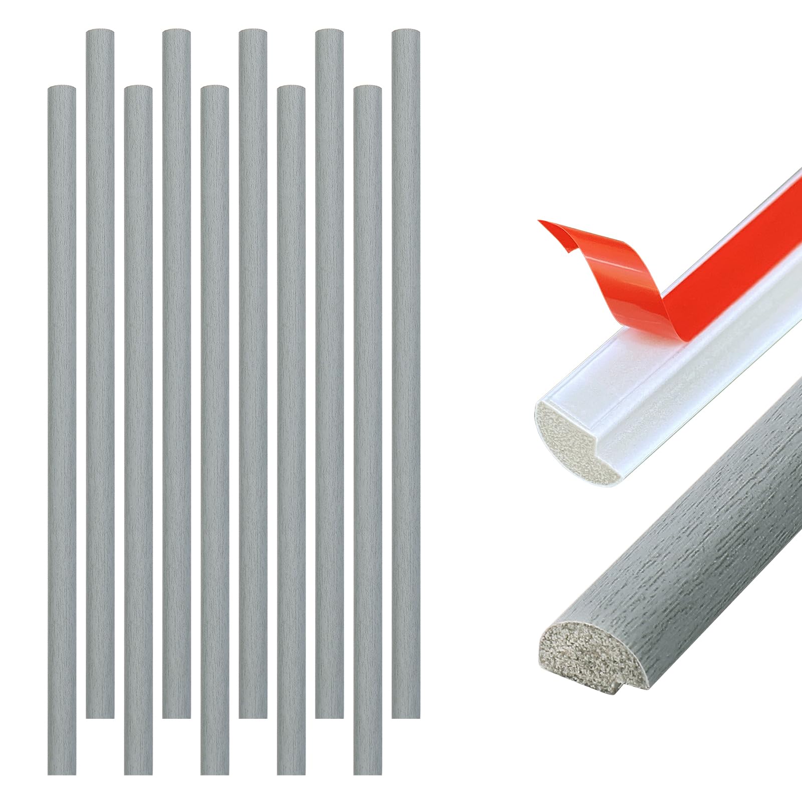 Photo 1 of Tilingview 10-Pack Peel and Stick Tile Trim for Backsplash – 12" Self-Adhesive PVC Molding Edge, Decorative Pencil Tile Edging for Walls (Texture Gray)
