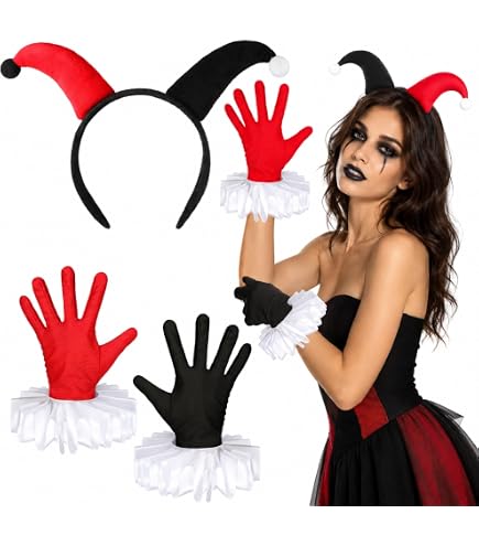 Spirit Halloween Adult Harley Quinn Red and Black Dress Costume