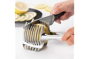 Aluminum Alloy Tomato & Lemon Slicer Holder - Manual Fruit and Onion Cutter Tool with Handle, Vegetable & Fruit Cutting Tongs