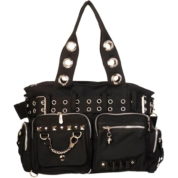 Amazon.com: Lost Queen Rise Up Handcuff Goth Punk Rock Black Tote