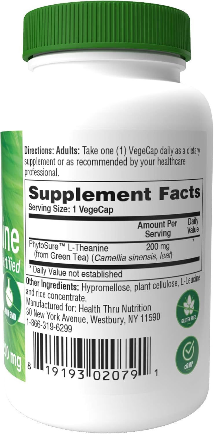 L-Theanine 200mg Vegan as PhytoSure Certified, 60 count (Pack of 1) - Image 3
