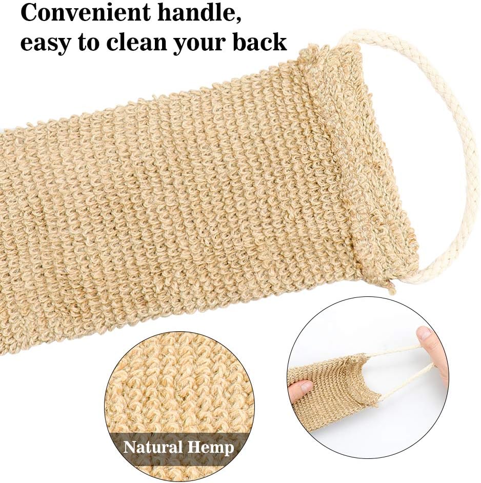 Homgaty Hemp Back Scrubber-100% Natural Exfoliating Back Strap with Mitt - Image 4