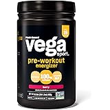 Vega Sport Pre-Workout Energizer Berry (25 Servings) Pre Workout Powder for Women and Men, Supports Energy and Focus, Electro