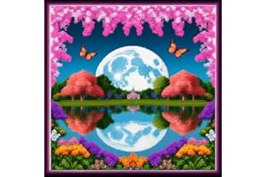 Funxvoot Stamped Cross Stitch Kits Beginners Full Range of Embroidery Starter Kits for Adults Printed Cross Stitching DIY kit (Park Scenery 17.7x17.7 inch)