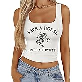 Country Concert Crop Tank Tops for Women Western Cowgirl Outfits Cami Cowboy Graphic Crop Top