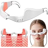 Queleay Under Eye Red Light Therapy Device, 650nm Red Light Therapy Eye Massager for Relieve Eye Bags, Eye Fatigue, Dark Circles, with Glasses Strap, Light-Weight, Hands-Free Use (White)