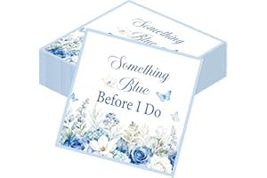 Rakuto Something Blue Bridal Shower Decorations, 50PCS Engagement Wedding Disposable Napkins Party Decorations for Bacheloret