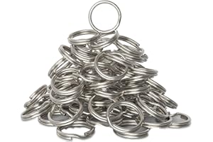 Silipac Keychain Rings Bulk 100 pcs - Split Ring Heavy Duty Crafts DIY Convenient Size 0.9 in (23 mm) - Steel Round Metal Key Rings