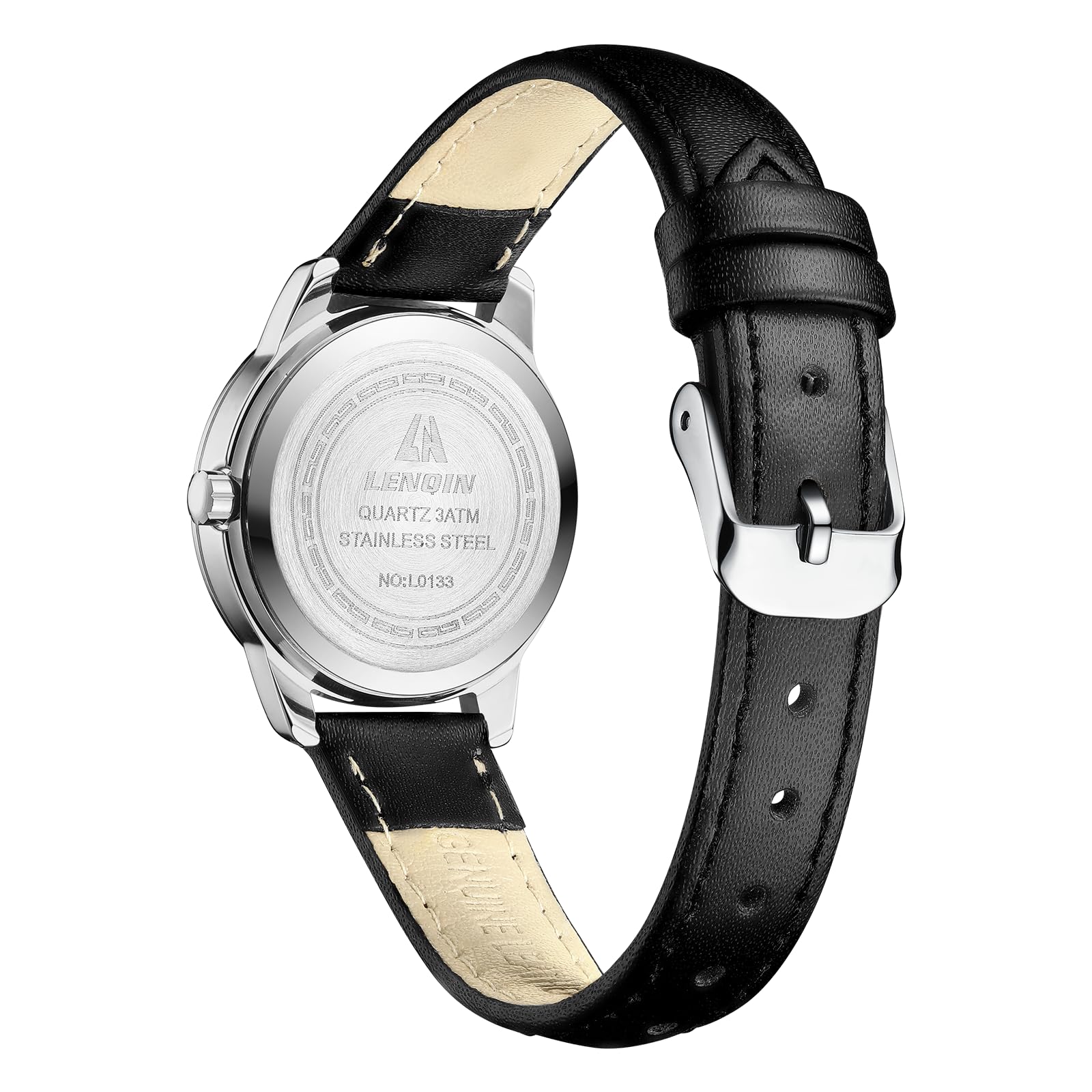 LN LENQIN Women's Watch with Large Numerals Analogue Quartz Watch for Women with Leather Strap