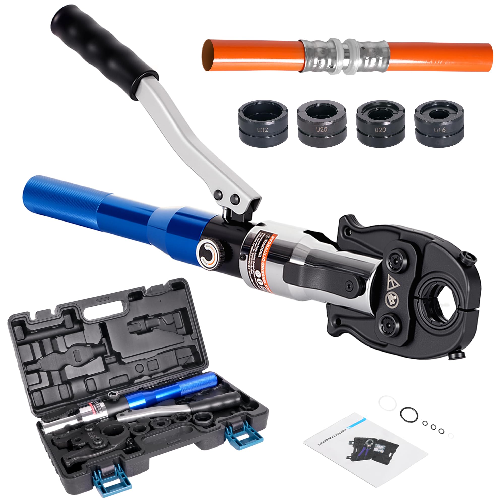 AMZCNC Professional Hydraulic Crimping Tool Set, U-Contour 16-20-25-32, for Composite Tube with U-Fittings