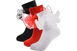 MKYSZLT Girls Ruffle Socks Toddler Girl Frilly Dress Socks Double Lace Big Ruffles Fold Over Church Fancy Sock for Baby Kids