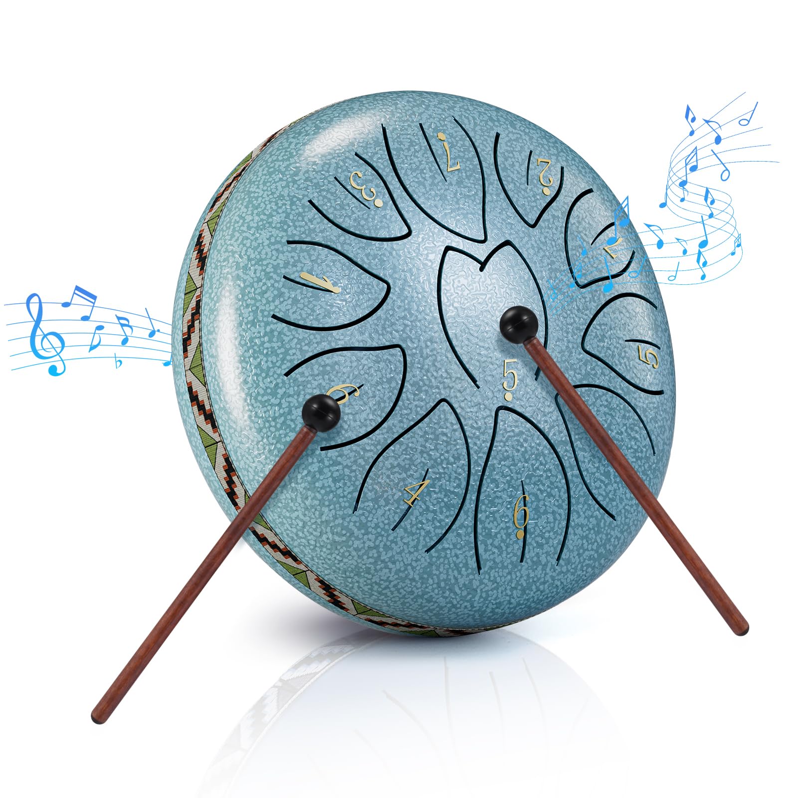 Sunowl Rain Drum Set, 6 Inch 11 Notes C Key Outdoor Garden Rain Steel Tongue Drum with Drum Bag & Percussion Instruments, Handpan Percussion for Meditation Yoga Musical Education, Blue