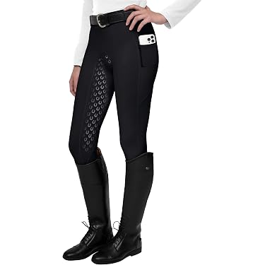 Culotte équitation Femme Extensible Silicone Siège Pantalon Équitation GemRebel Femme - Tissu Respirant - Silicone Assise - Taille Haute Pantalon Equitation Femme Hiver