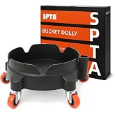 SPTA Bucket Dolly with 5 Wheels, Car Wash Bucket Roller, Easy Push Rolling Barrel Dolly System for Washing, Waxing, Removable Bucket Mover, Polishing Car Accessories Black