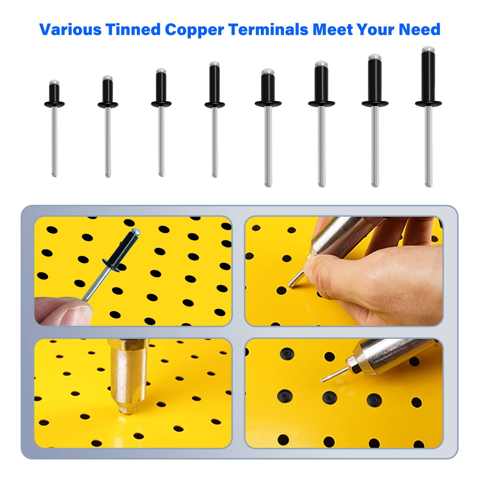600PCS Black Pop Rivets, 8 Sizes of Aluminum Blind Rivets Assortment Kit（1/8