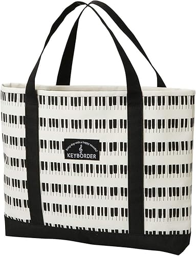 Amazon トートバッグ レッスンバッグ ピアノ 鍵盤 音符 楽譜 軽い 大きめ レディース キッズ 手提げバッグ メンズ カジュアル おしゃれ 大容量 通勤 通学 シューズ バッグ