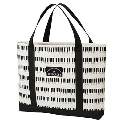 Amazon トートバッグ レッスンバッグ ピアノ 鍵盤 音符 楽譜 軽い