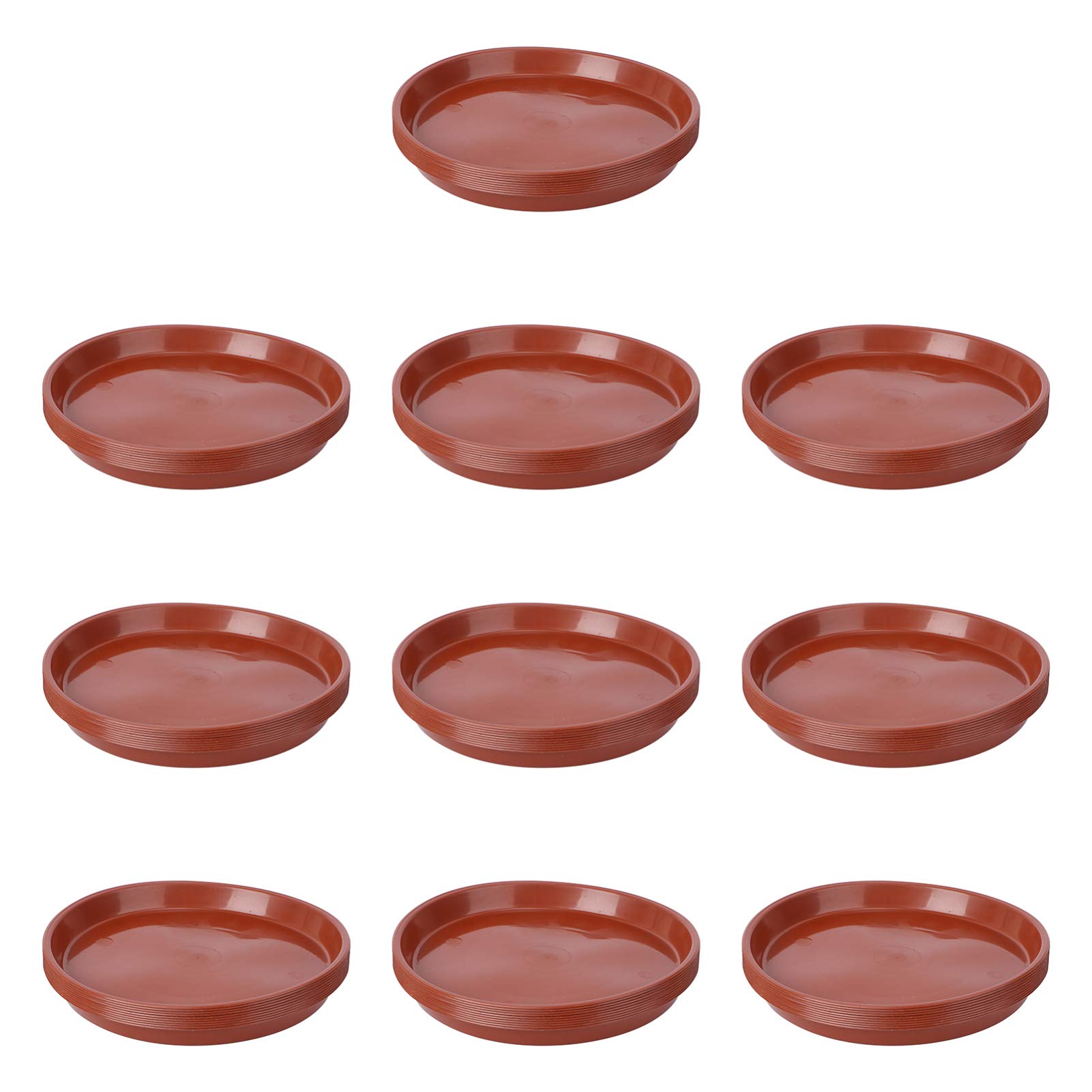 Yardwe 10 Pack Plant Pot Saucers 20cm, Plastic Drip Trays for Flower Planters, Round Base Plate for Indoor Houseplants and Outdoor Garden, Red