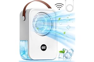 FADACHY Portable Air Conditioners Fan with Voice Control,4000mAh Rechargeable Battery Operated Mini AC Air Conditioner,4 Speeds Small Desktop Humidifier Fan for Room Office Camping Office Tent