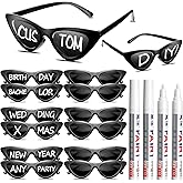 Flutesan 12 Pcs Wedding Personalised Sunglasses Bulk Custom Cat Eye Sunglasses with 4 Paint Pens for DIY Custom Party Favors