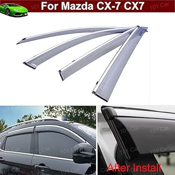 Amazon Com Tiantian 4pcs Smoke Color Window Visor Vent Shade Rain Guard Sun Guard Wind Guard Shied With Chrome Trim Emblems Custom Fit For Mazda Cx 7 Cx7 14 15 16 17 18 19 Automotive