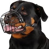 BRONZEDOG Adjustable PVC Wire Basket Dog Muzzle for Large Dogs Leather Straps