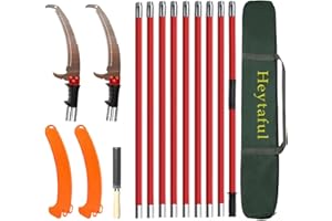 Heytaful Manual Pole Saw 30 FT Extendable Tree Pruner High Branches Trimming for Pruning Palms and Shrubs with Long Handle (Red)