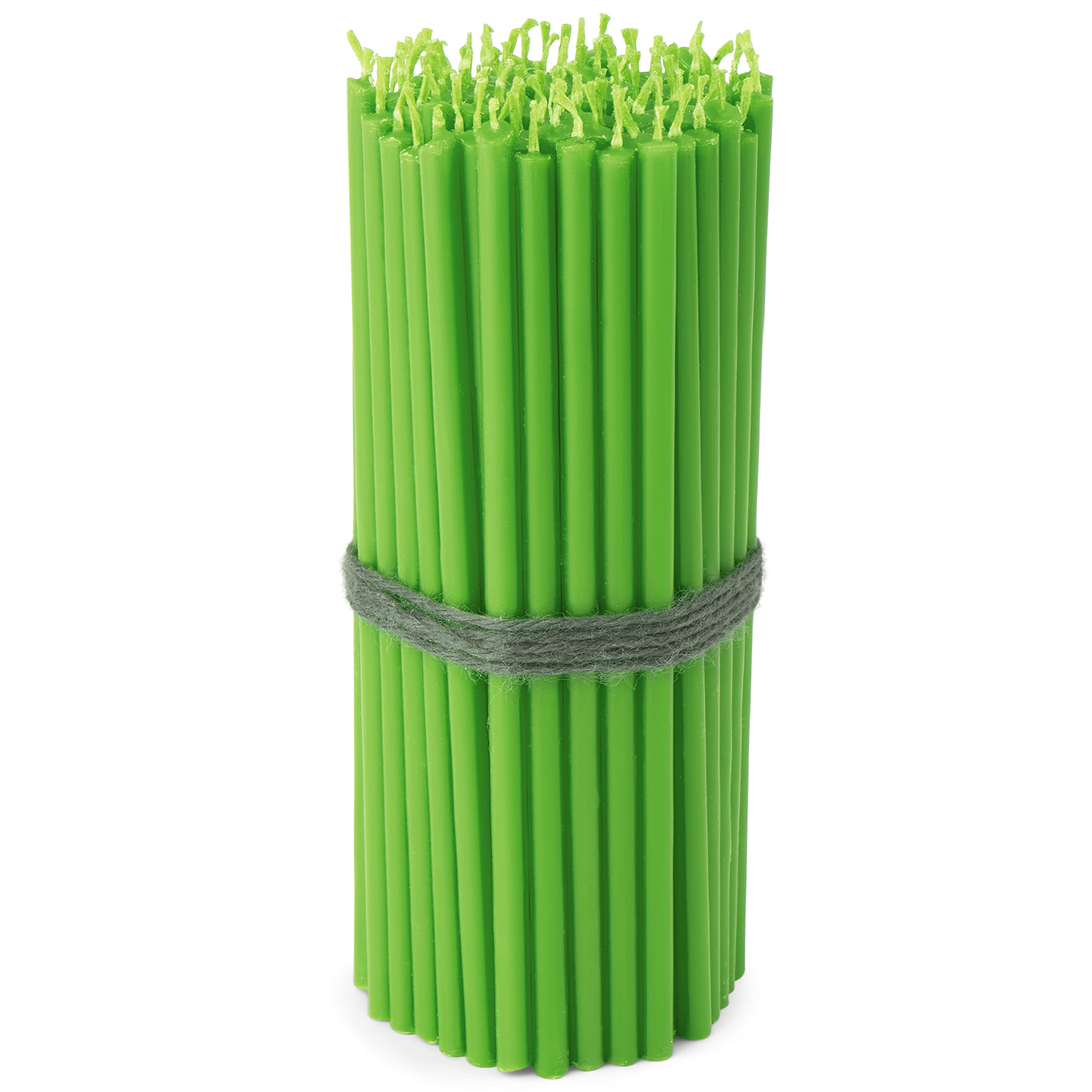 NKlaus - 100x Stick Candles Green sootfree dripfree Thin L 16cm Premium Paraffin Wax 36110