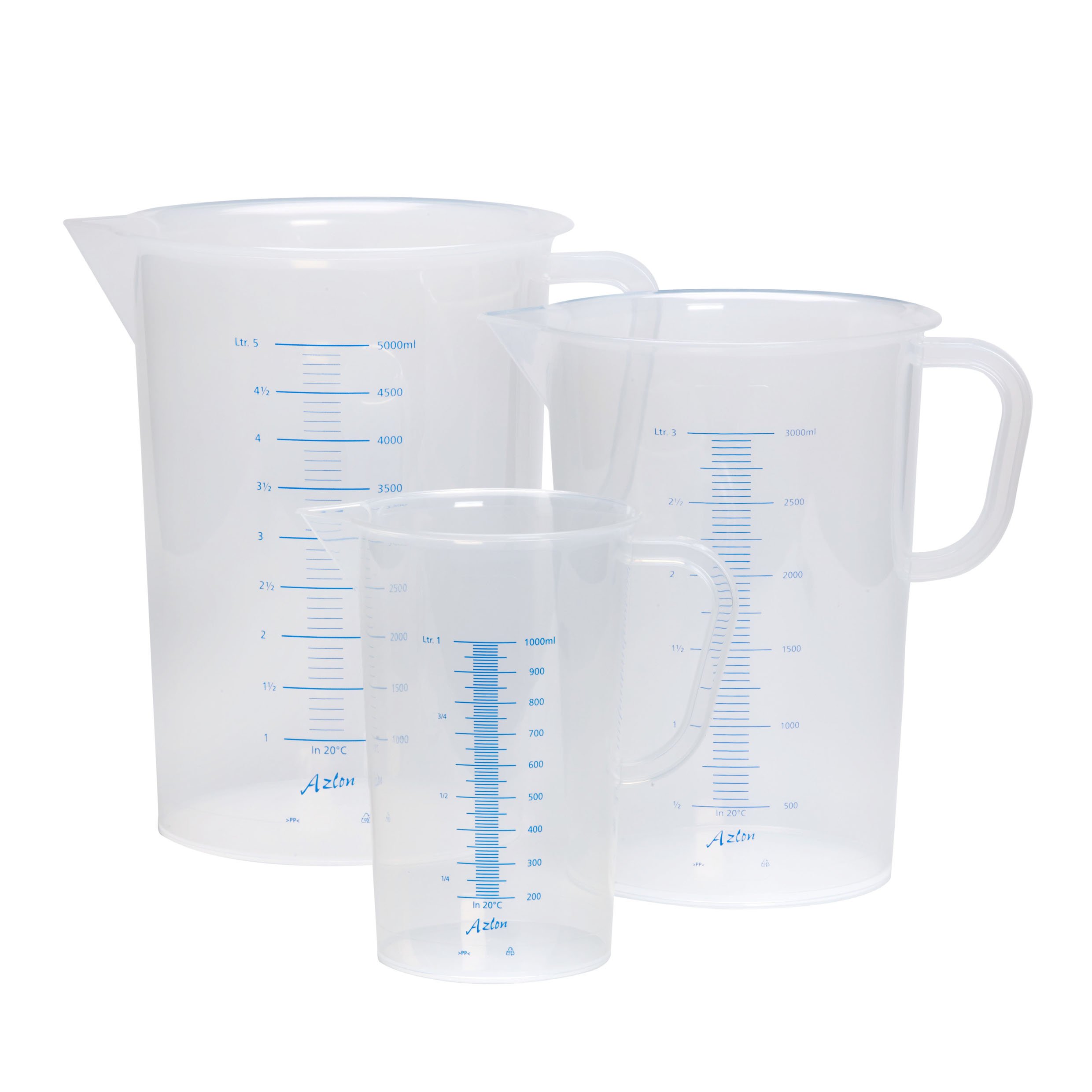 AZLON JPB3000P Plastic, Blue, Jug Grads, Polypropylene, 3000 ml