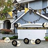 Yontree 70th Birthday Decorations Kit 14 Pieces Gold Black Banner Balloons view 5