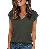 Zeagoo Womens Tops Cap Short Sleeve Textured Blouse V Neck Summer Spring Shirts Business Casual Outfits