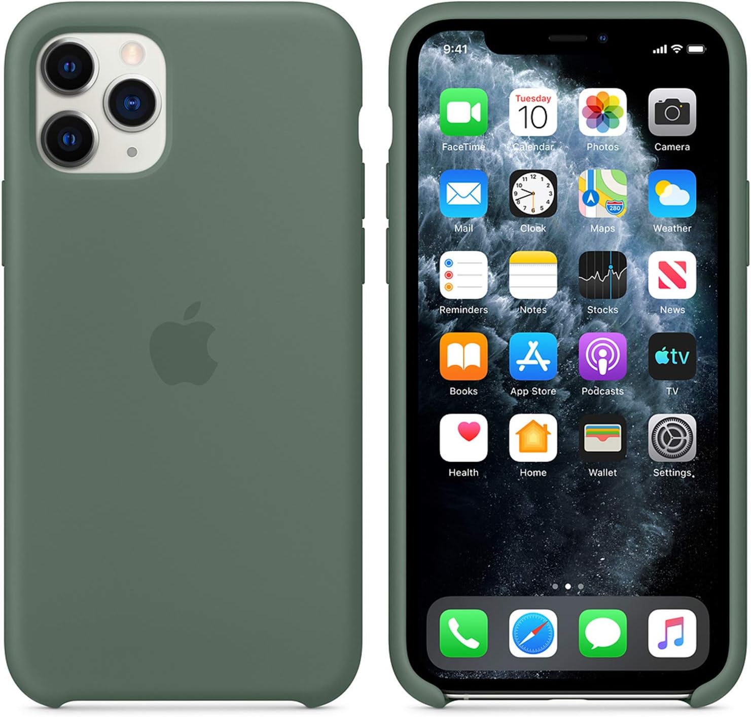 iPhone 11MaxPro Silicone Case for iPhone 11Pro Max(6.5 inch) Gel Rubber Shockproof Cover with Microfiber Cloth Lining Cushion, Boxed- Retail Packaging (Pine Green)