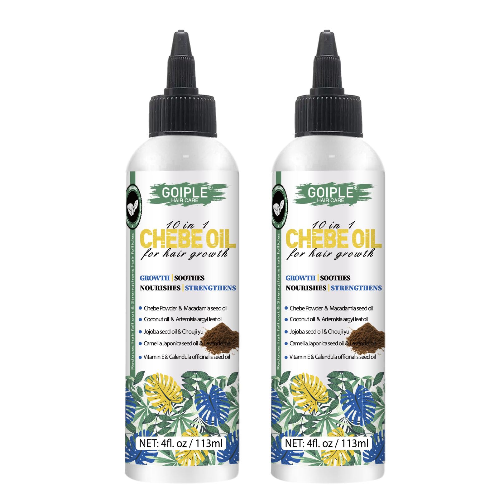 Natural Chebe Hair Oil for Hair Growth Chebe Oil Moisturizer for Scalp, African Chebe Powder for Hair Growth Stronger, Thicker, Longer Hair, 10 in 1 Chebe Hair Growth Oil for All Hair Types(2pcs)