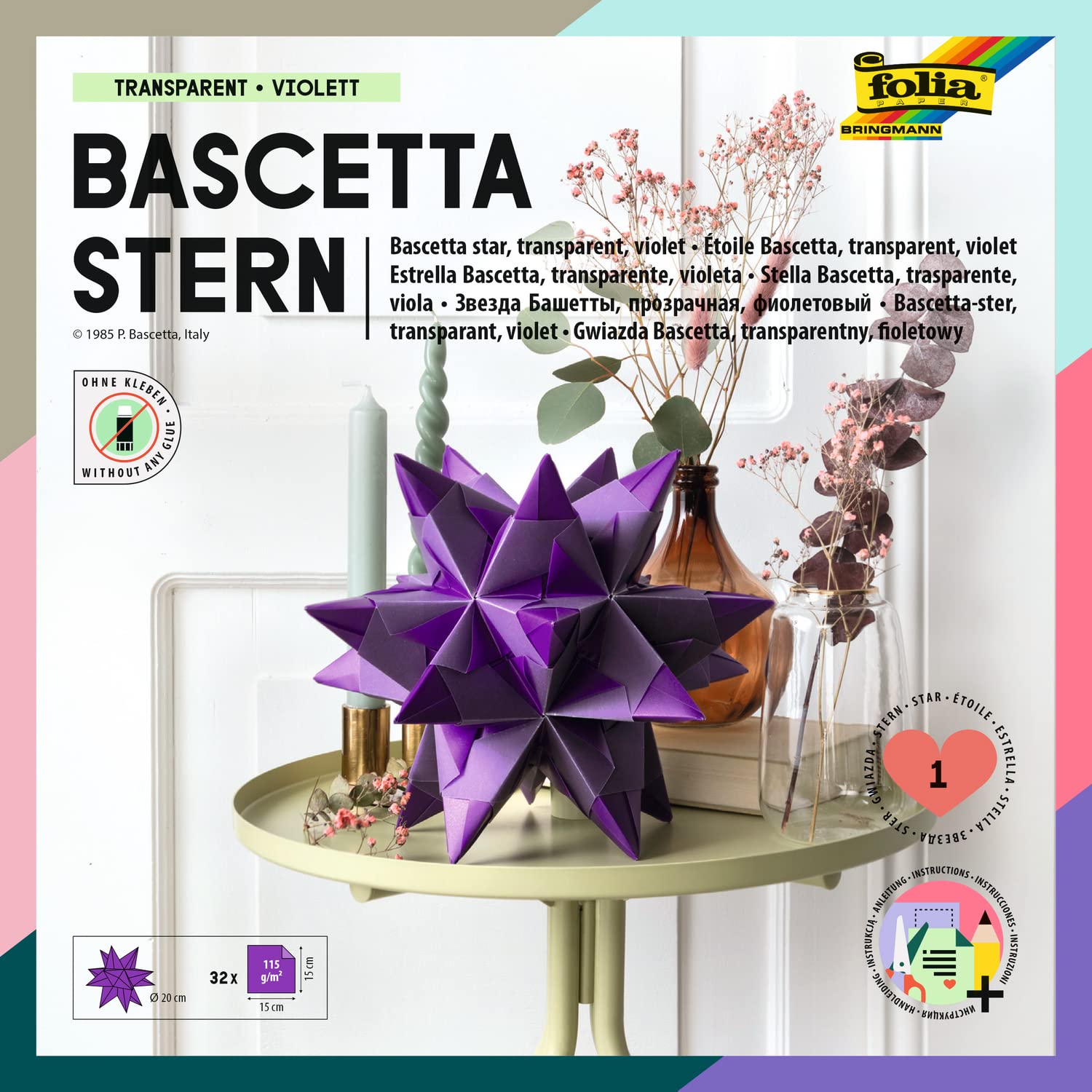 folia 836/3030 Bascetta Star Handicraft set, blue, Purple, 15 x 15 cm