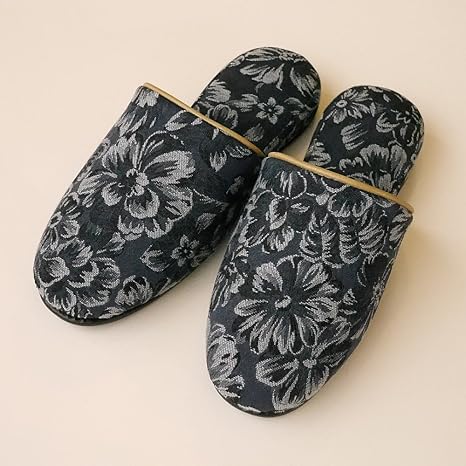 Amazon おしゃれな通年用の来客用スリッパ フラワー刺繍 来客用 北欧風 7a12 7nv オフィス フローリング ネイビー Chausse スリッパ 通販